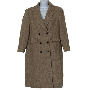 J. CREW Coat Women Classic Commuting Double Breasted Herringbone Wool Nylon EUC